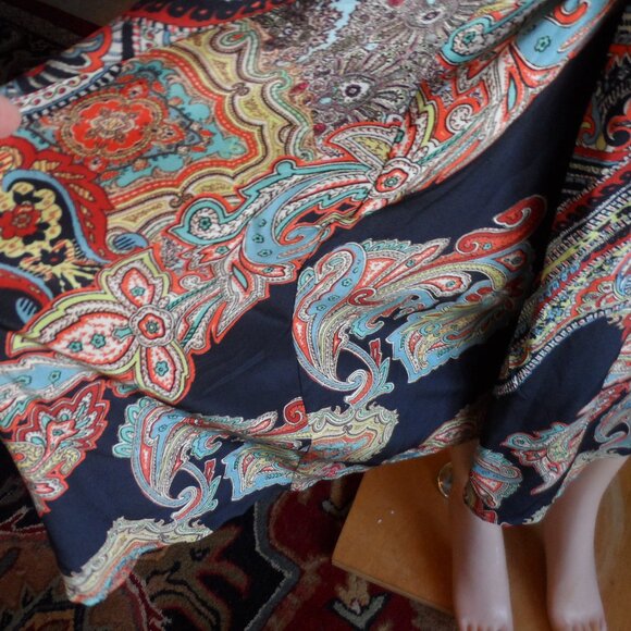 Scalan Theodore 100% Silk Blue Multi Jumpsuit w/Front Wrap Detail Size US 4 - Picture 11 of 16